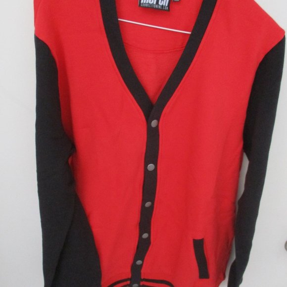 CARDIGAN FLEECE SPORT SWEATER BUTTON UP RED & BLACK SMALL NEW #32 - Picture 11 of 14